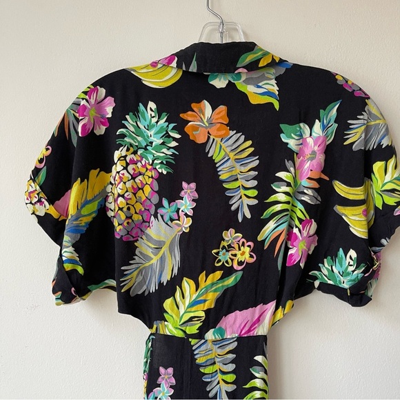 LE SUPERBE  Mai Tai Might I Dress in Black Tropi Cali Size 6 - Picture 6 of 11